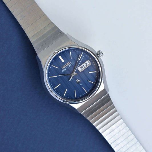 Seiko King Quartz – Blue Linen Dial – Vintage Sophistication from Zaeem Watches