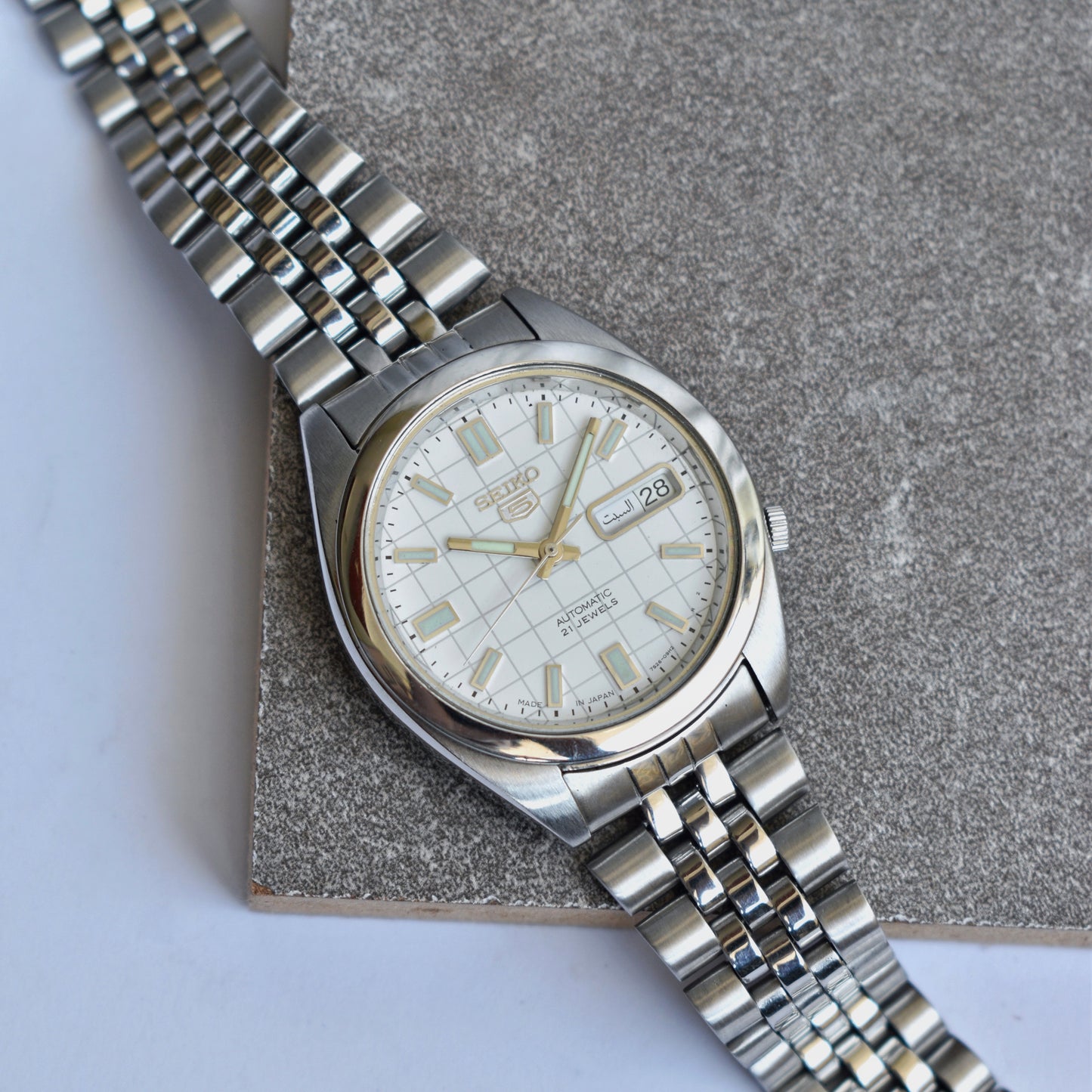 Seiko 5 Automatic White Checkered Dial