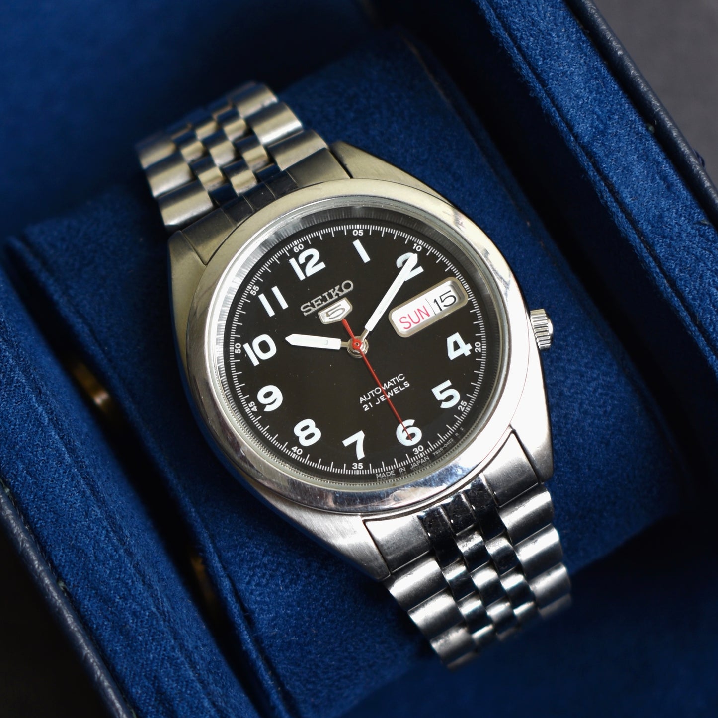 Seiko 5 Automatic Black - SNKB45 Jubilee Bracelet