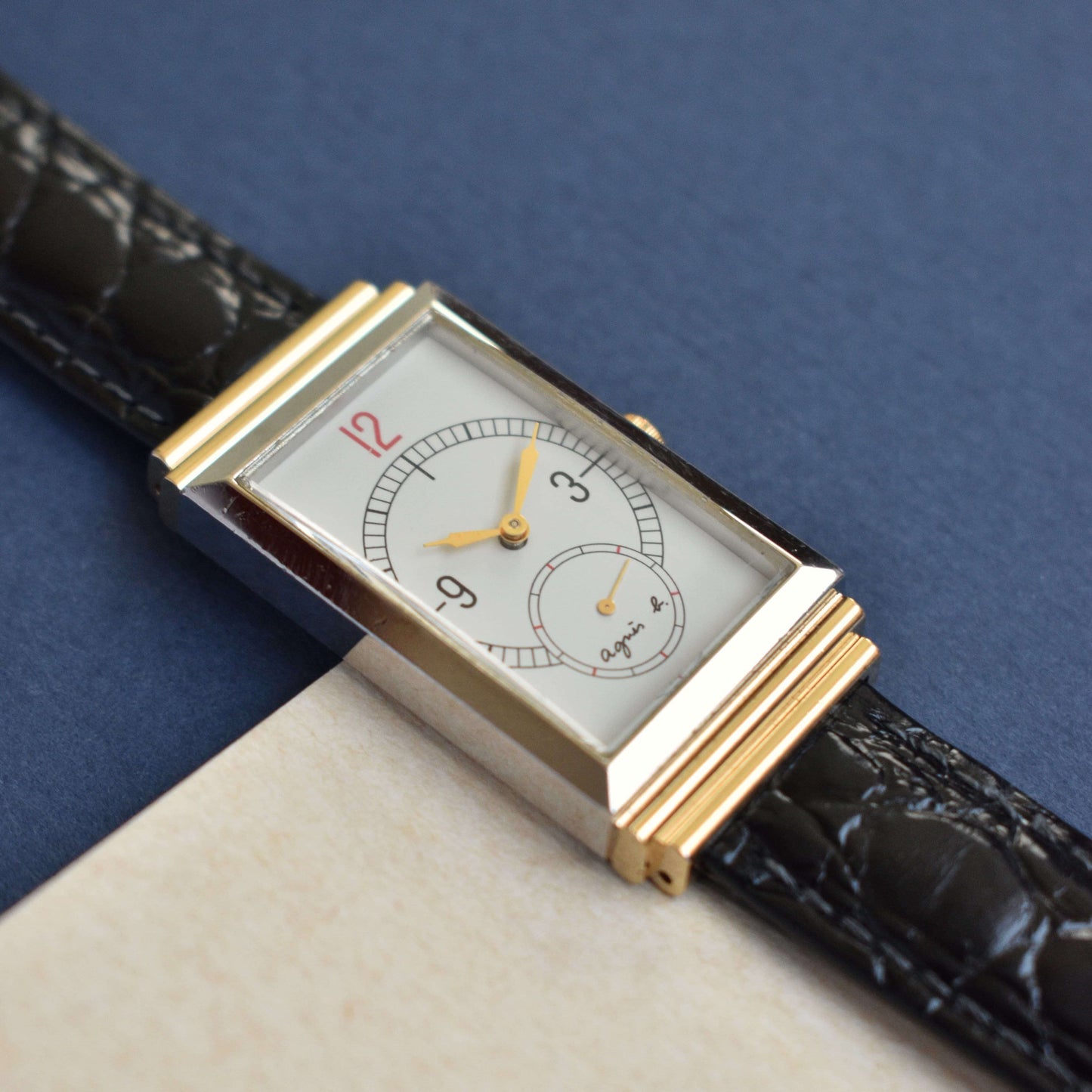Again B. Tank Watch – White and Gold Dual Tone – Vintage Elegance by Zaeem Watches