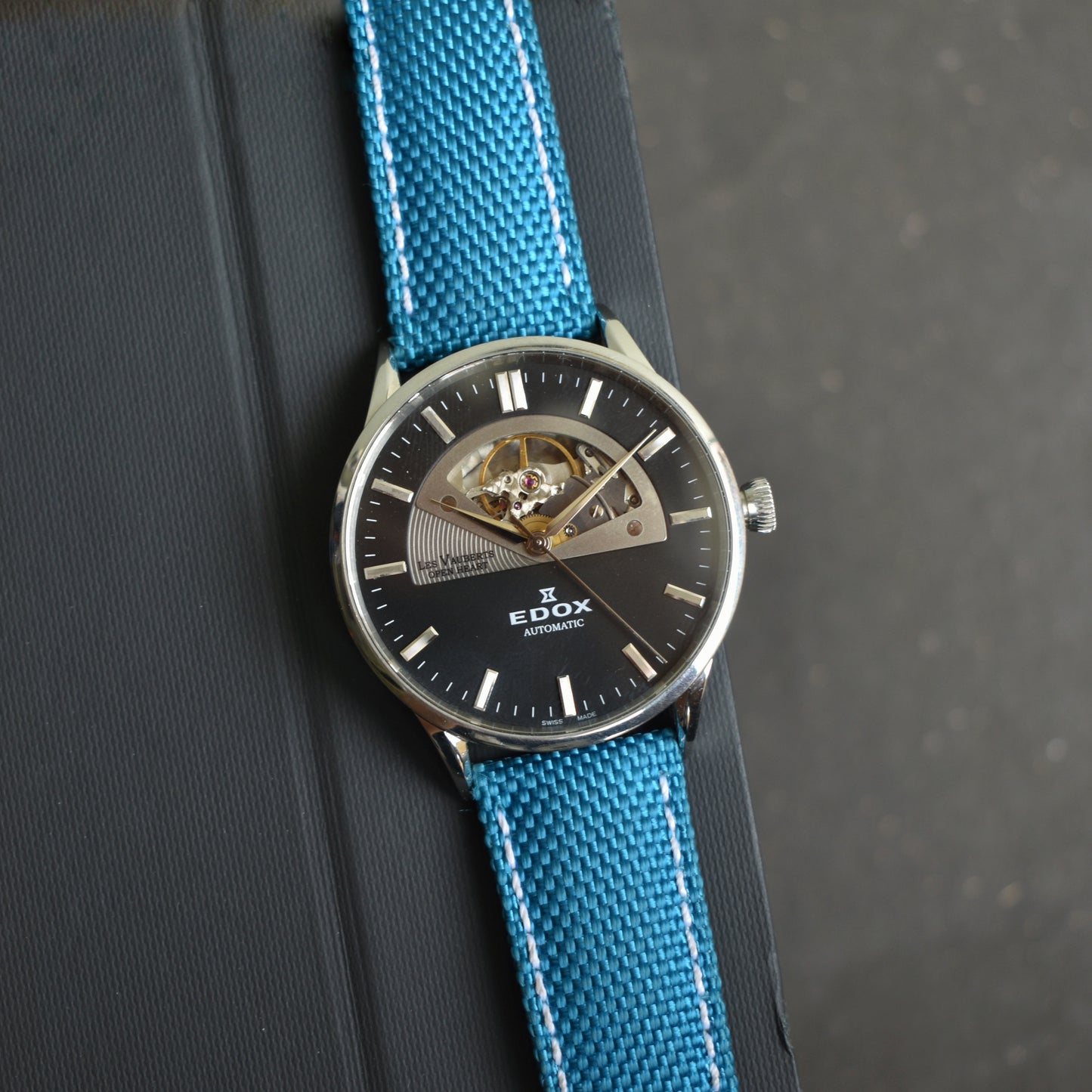 EDOX Mens Les Vauberts Automatic Skeleton