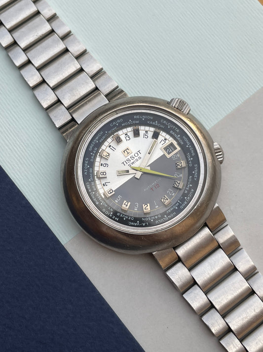 1970s Tissot T12 World Timer – 24-Hour Automatic Watch – Vintage Globe Style from Zaeem Watches