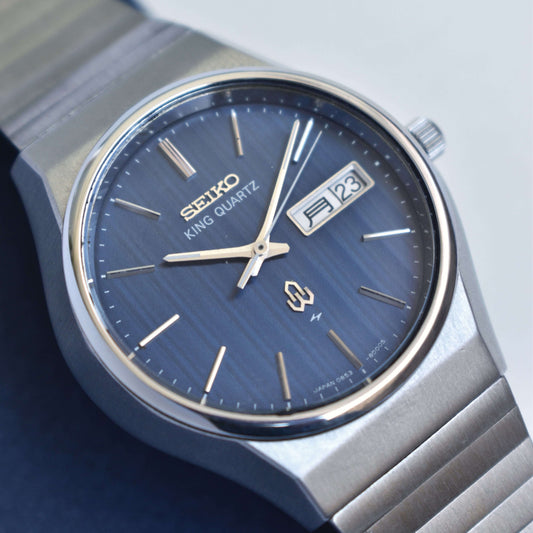 Seiko King Quartz – Blue Linen Dial – Vintage Sophistication from Zaeem Watches