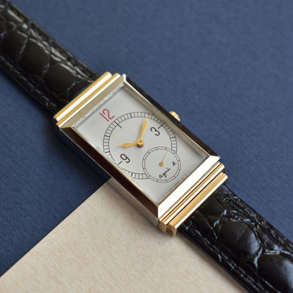 Again B. Tank Watch – White and Gold Dual Tone – Vintage Elegance by Zaeem Watches